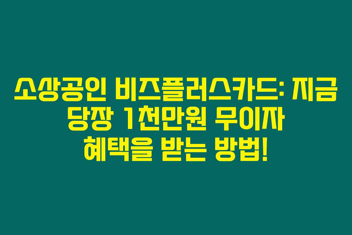 소상공인 비즈플러스카드: 지금 당장 1천만원 무이자 혜택을 받는 방법!