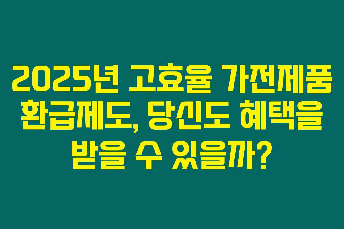 2025년 고효율 가전제품 환급제도, 당신도 혜택을 받을 수 있을까?