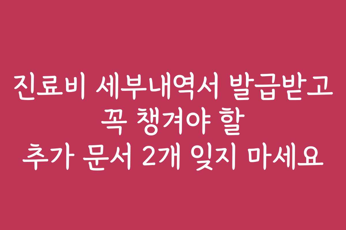 진료비 세부내역서 발급받고 꼭 챙겨야 할 추가 문서 2개 잊지 마세요