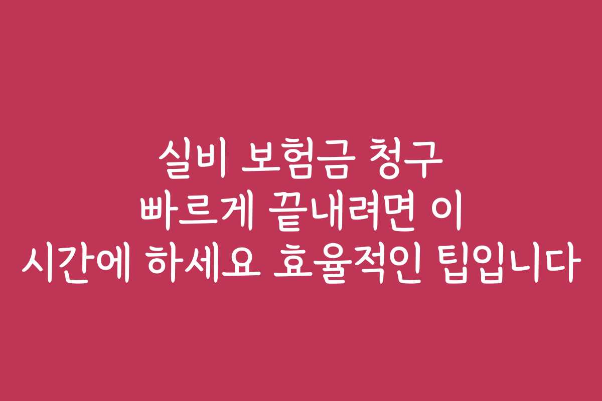 실비 보험금 청구 빠르게 끝내려면 이 시간에 하세요 효율적인 팁입니다