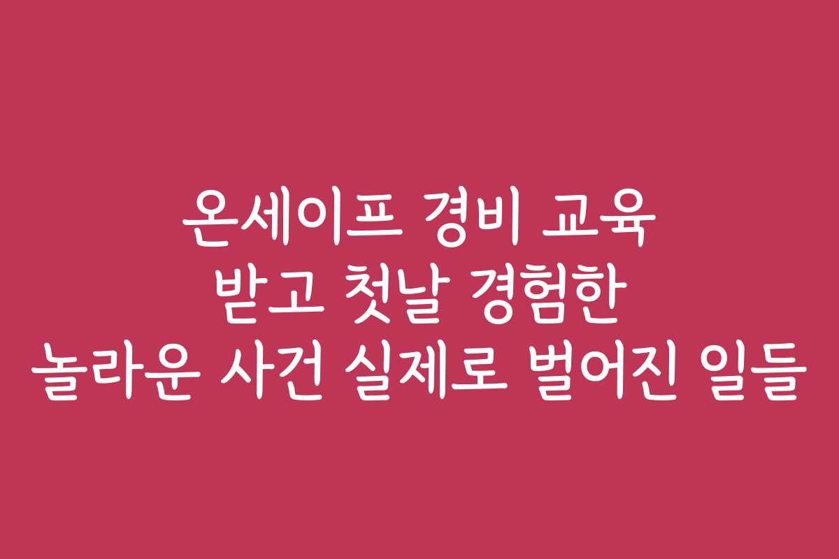 온세이프 경비 교육 받고 첫날 경험한 놀라운 사건 실제로 벌어진 일들