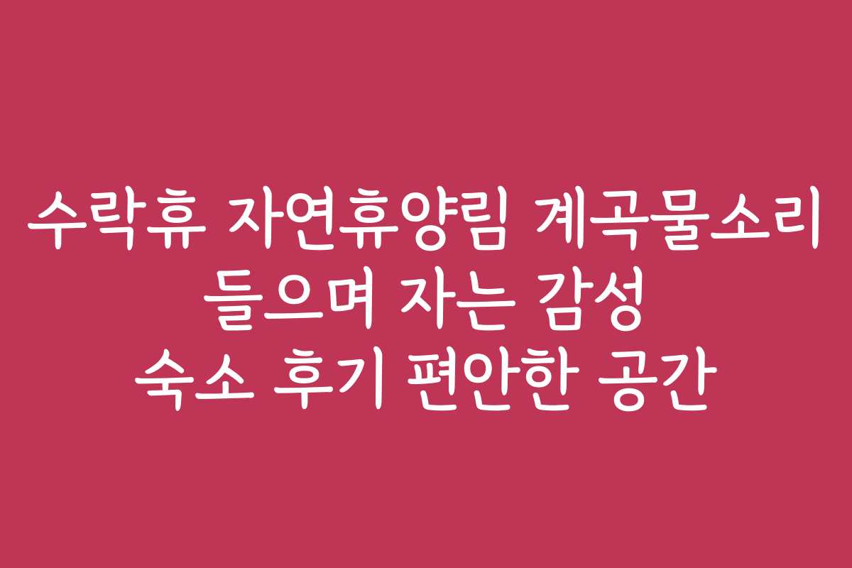 수락휴 자연휴양림 계곡물소리 들으며 자는 감성 숙소 후기 편안한 공간