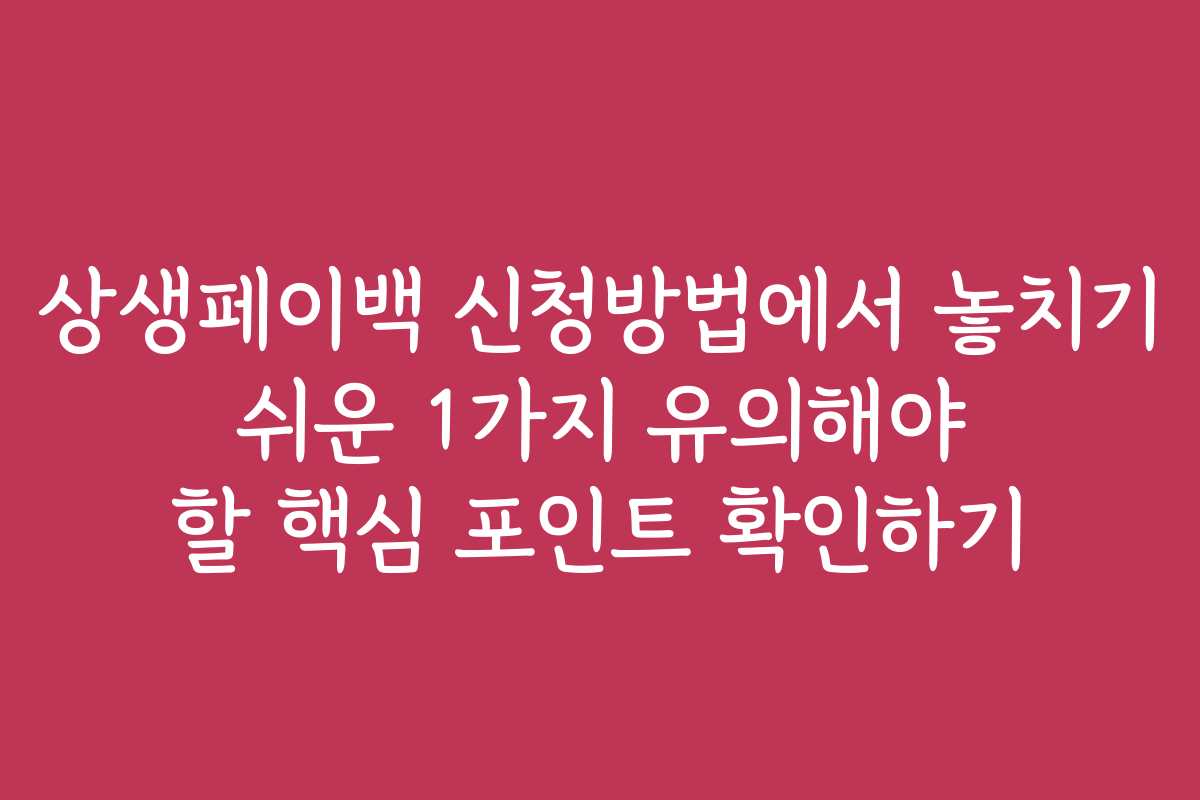 상생페이백 신청방법에서 놓치기 쉬운 1가지 유의해야 할 핵심 포인트 확인하기