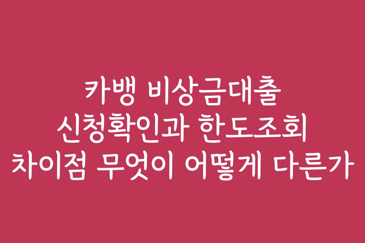 카뱅 비상금대출 신청확인과 한도조회 차이점 무엇이 어떻게 다른가