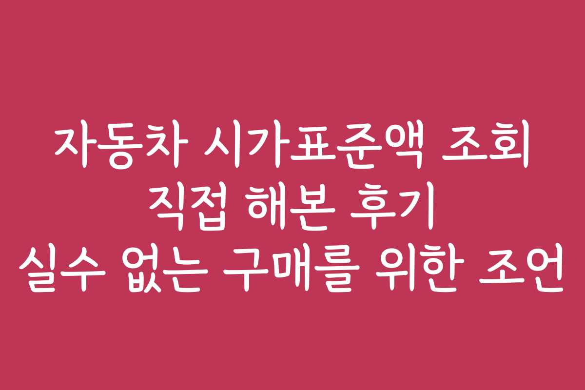 자동차 시가표준액 조회 직접 해본 후기 실수 없는 구매를 위한 조언