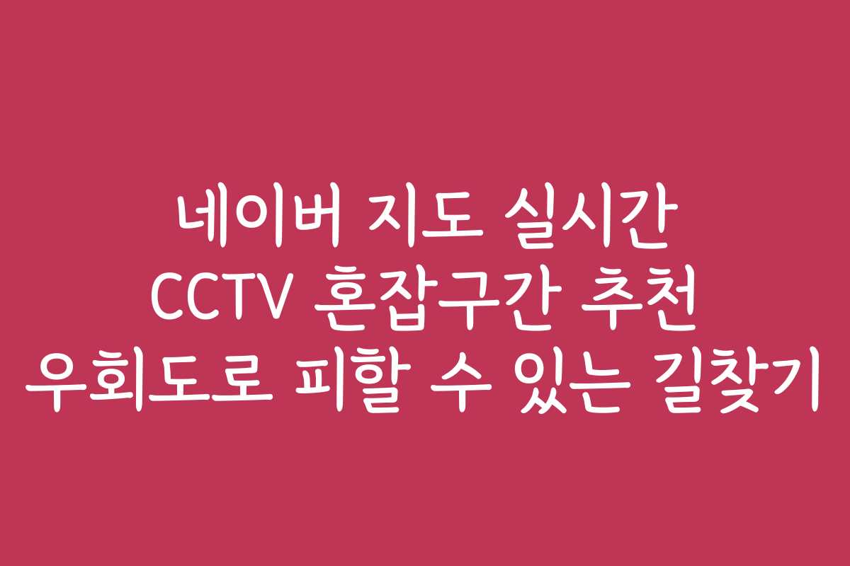 네이버 지도 실시간 CCTV 혼잡구간 추천 우회도로 피할 수 있는 길찾기
