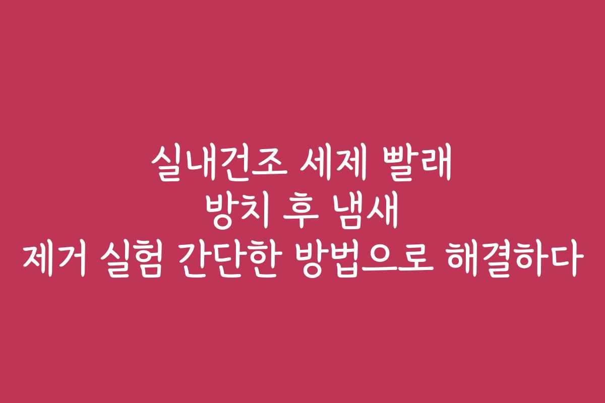 실내건조 세제 빨래 방치 후 냄새 제거 실험 간단한 방법으로 해결하다