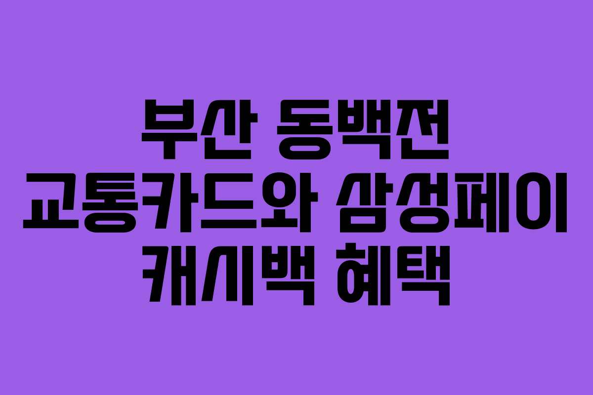 부산 동백전 교통카드와 삼성페이 캐시백 혜택