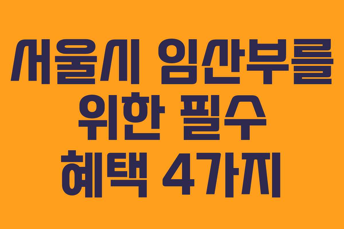 서울시 임산부를 위한 필수 혜택 4가지