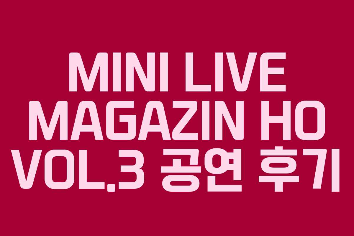 MINI LIVE MAGAZIN HO VOL.3 공연 후기