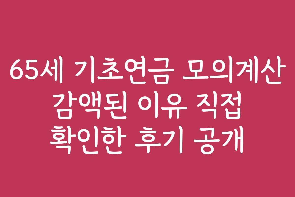 65세 기초연금 모의계산 감액된 이유 직접 확인한 후기 공개