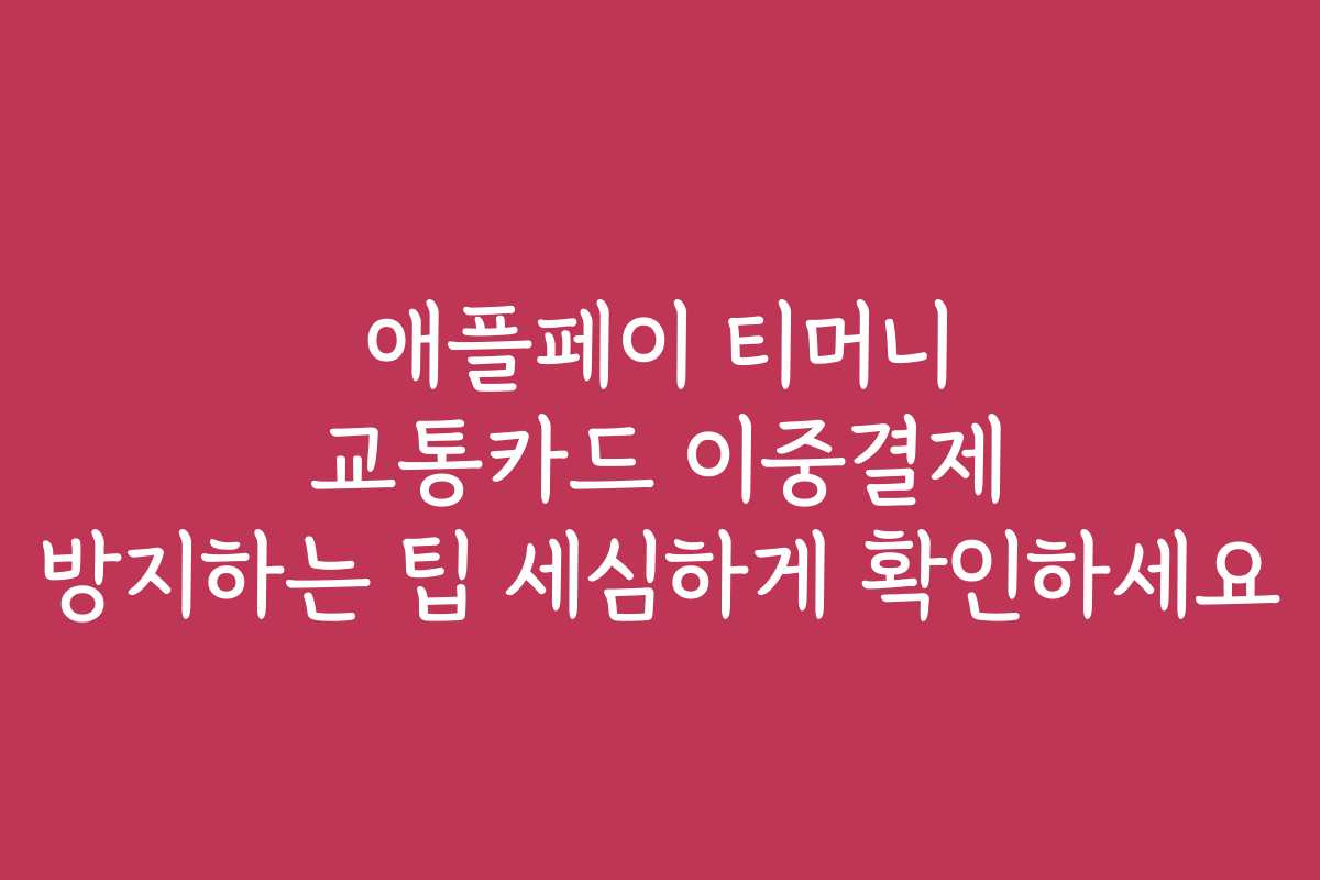 애플페이 티머니 교통카드 이중결제 방지하는 팁 세심하게 확인하세요