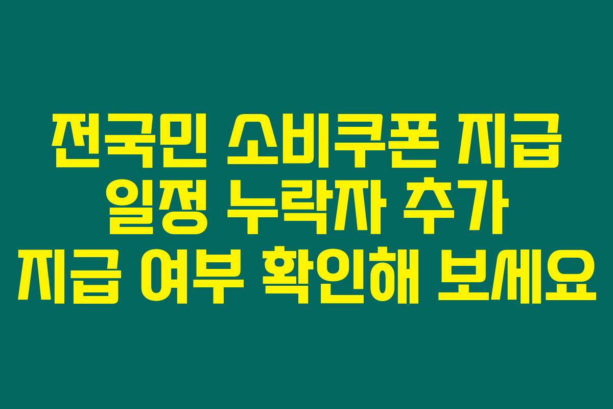 전국민 소비쿠폰 지급 일정 누락자 추가 지급 여부 확인해 보세요