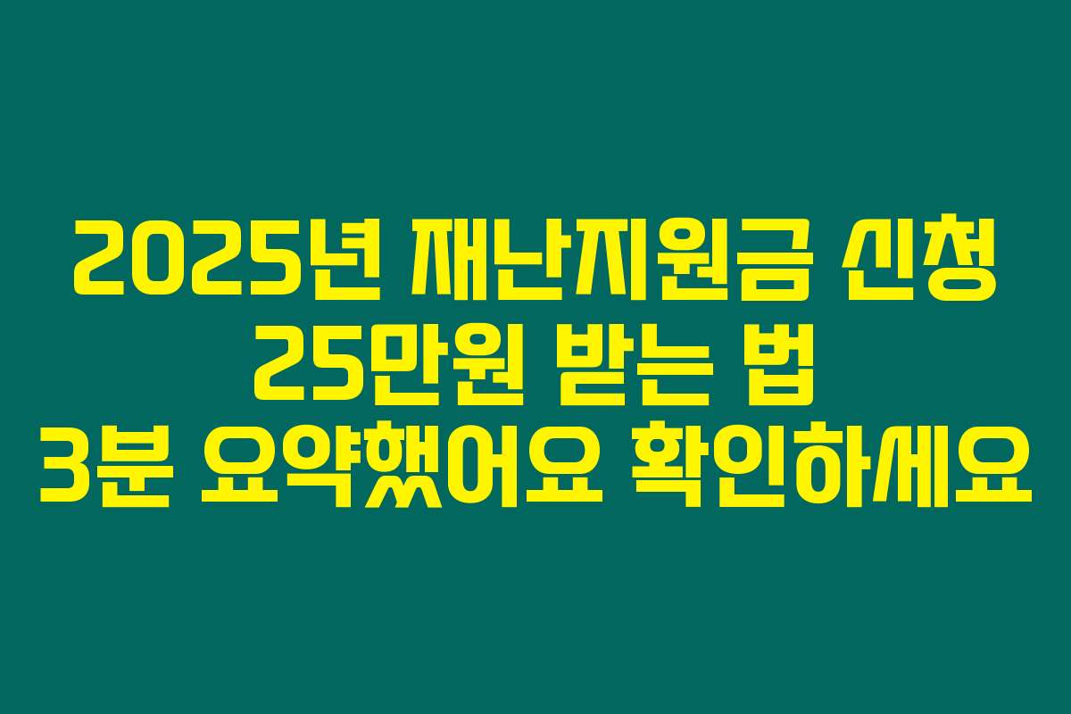 2025년 재난지원금 신청 25만원 받는 법 3분 요약했어요 확인하세요