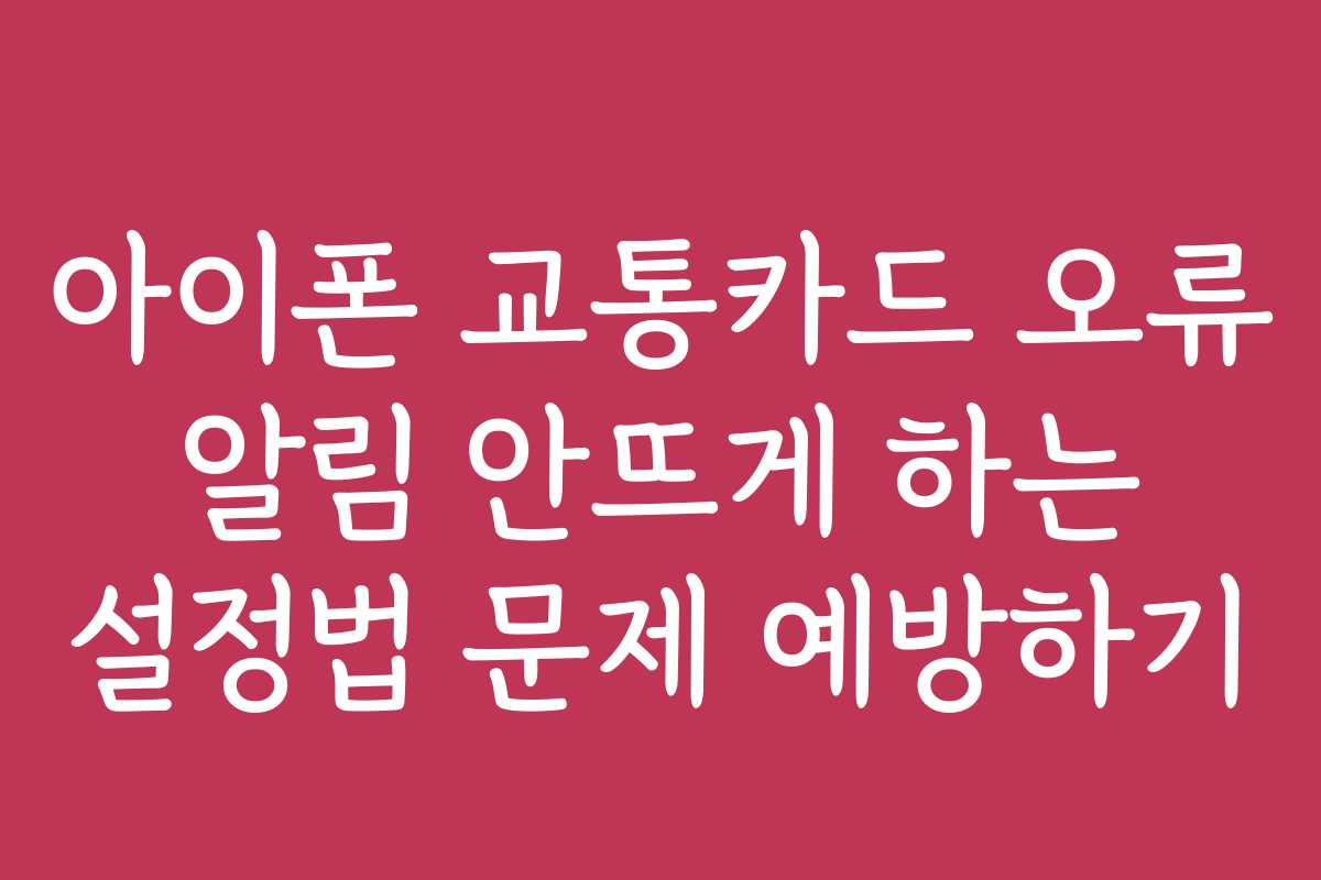 아이폰 교통카드 오류 알림 안뜨게 하는 설정법 문제 예방하기