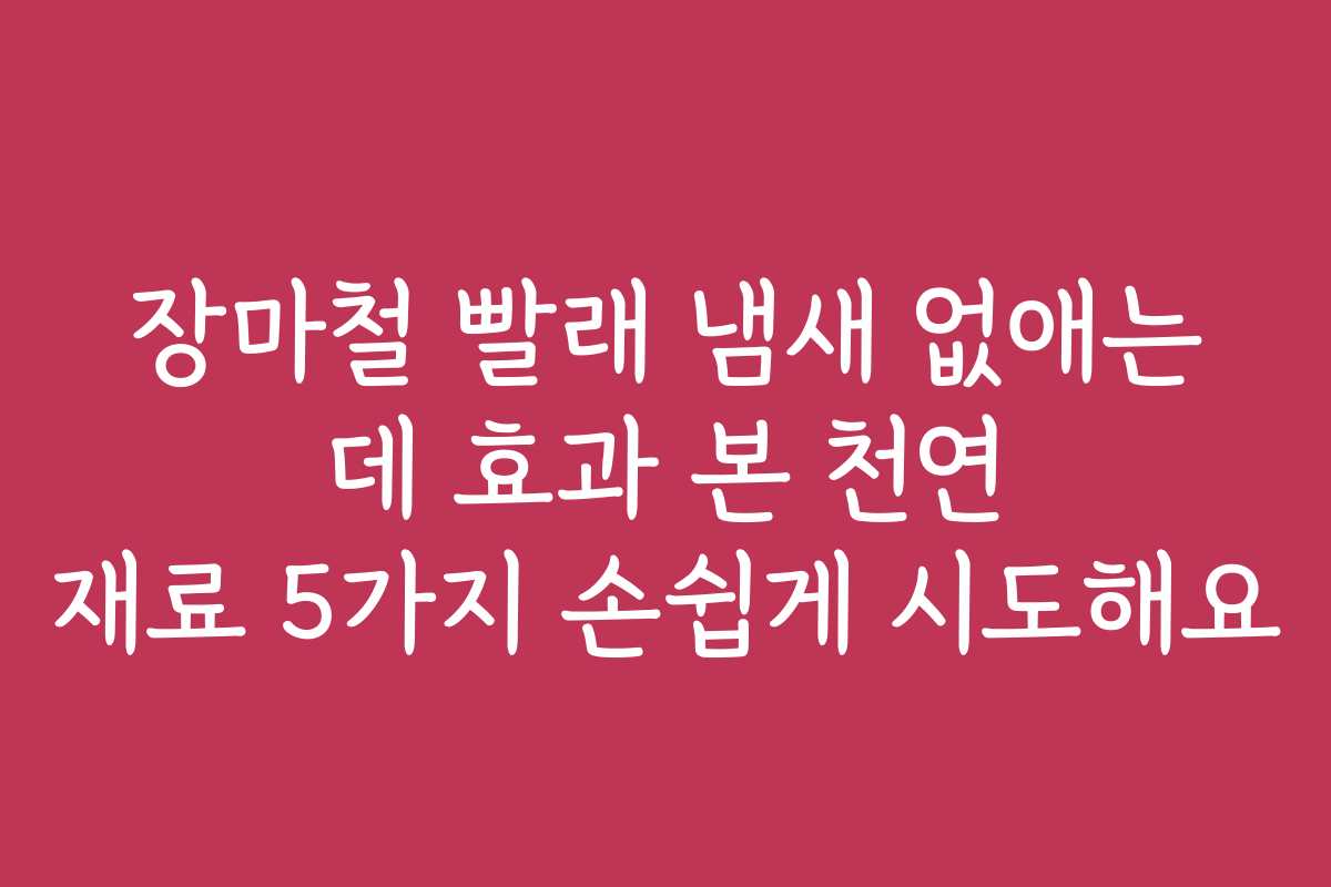 장마철 빨래 냄새 없애는 데 효과 본 천연 재료 5가지 손쉽게 시도해요
