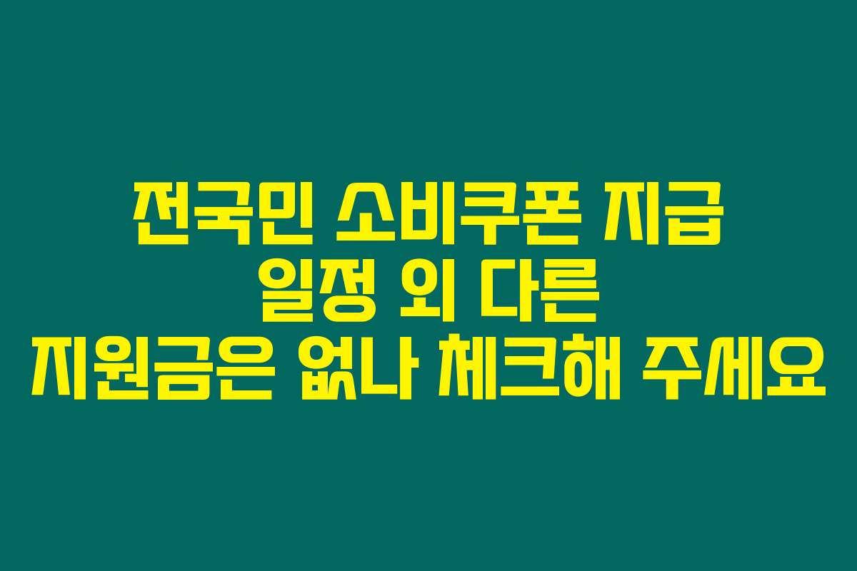 전국민 소비쿠폰 지급 일정 외 다른 지원금은 없나 체크해 주세요