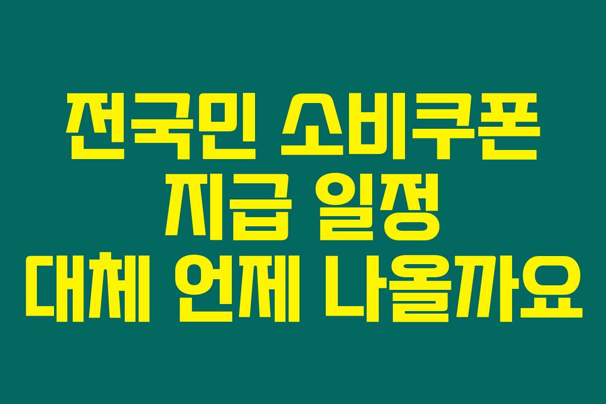 전국민 소비쿠폰 지급 일정 대체 언제 나올까요
