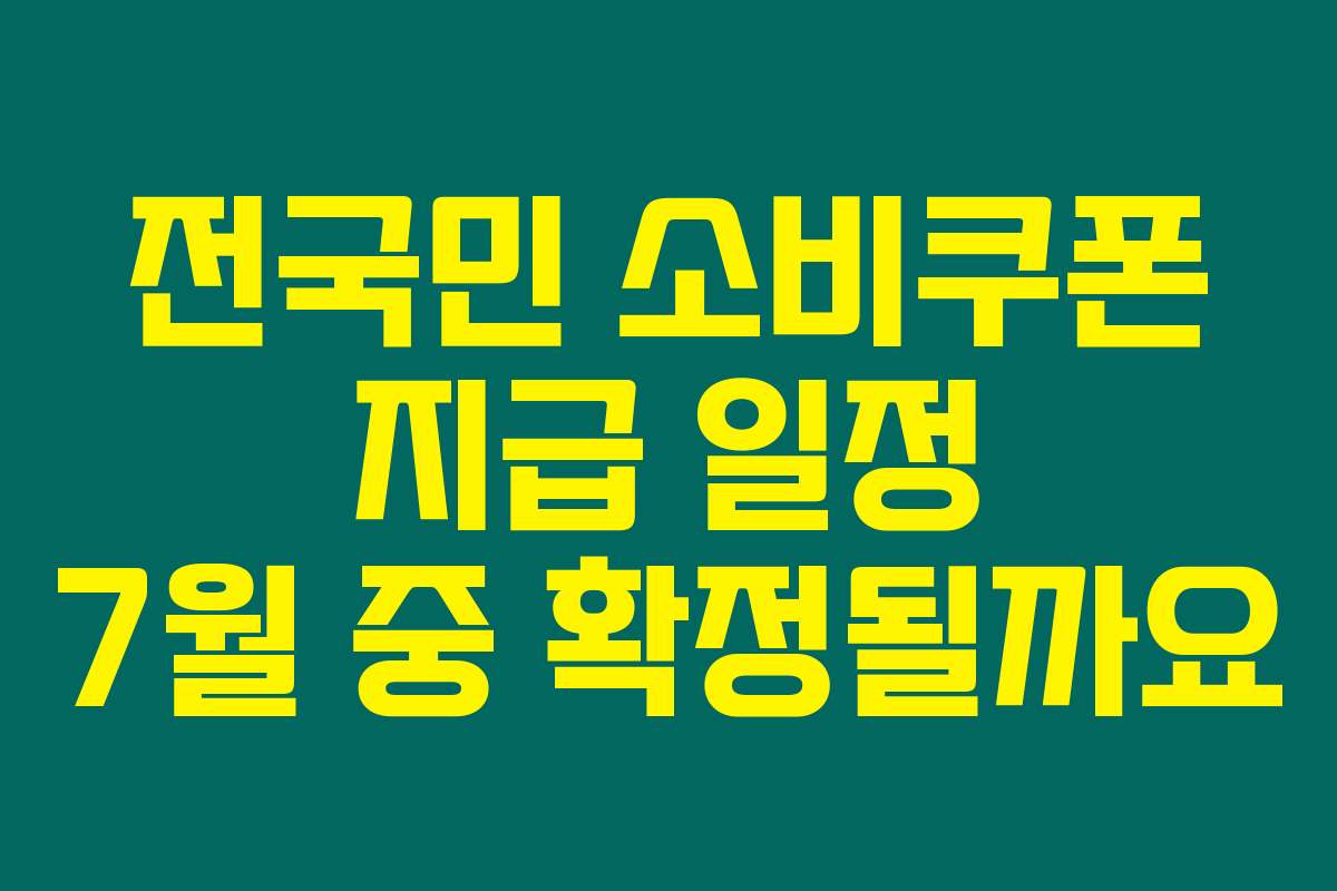 전국민 소비쿠폰 지급 일정 7월 중 확정될까요