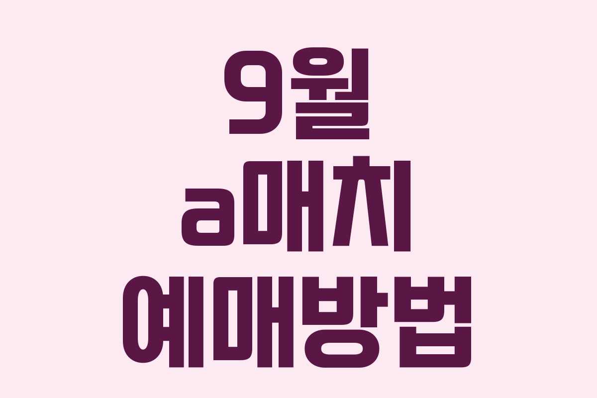 9월 a매치 예매방법