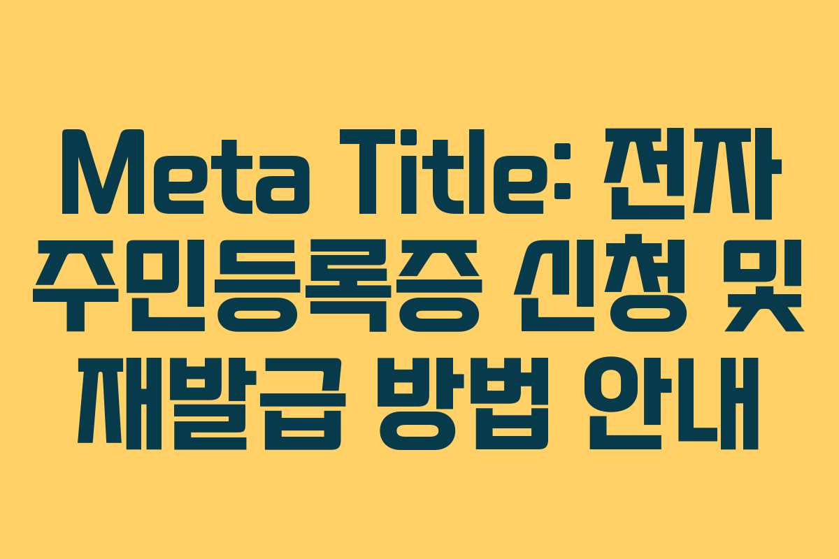 Meta Title: 전자 주민등록증 신청 및 재발급 방법 안내