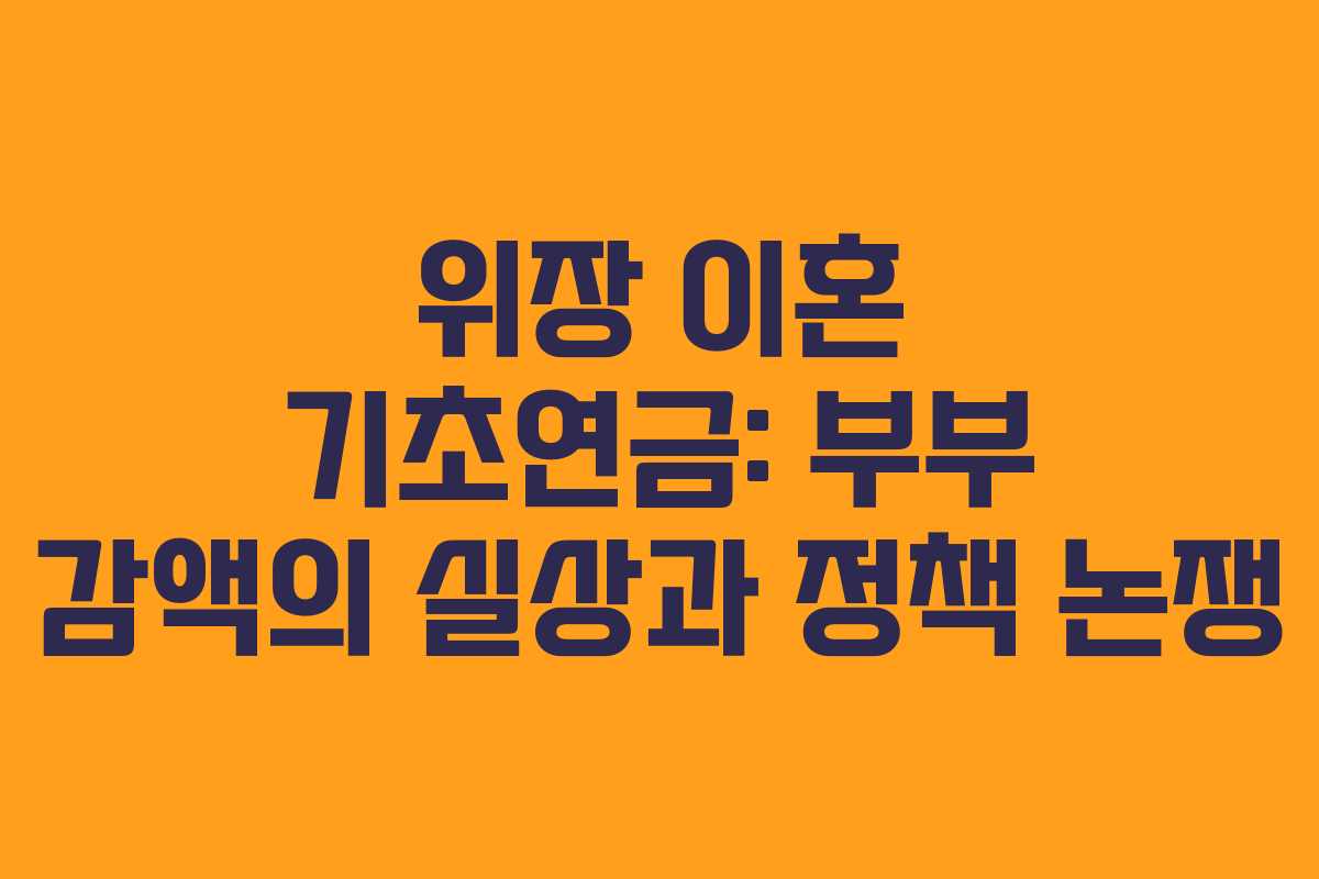 위장 이혼 기초연금: 부부 감액의 실상과 정책 논쟁