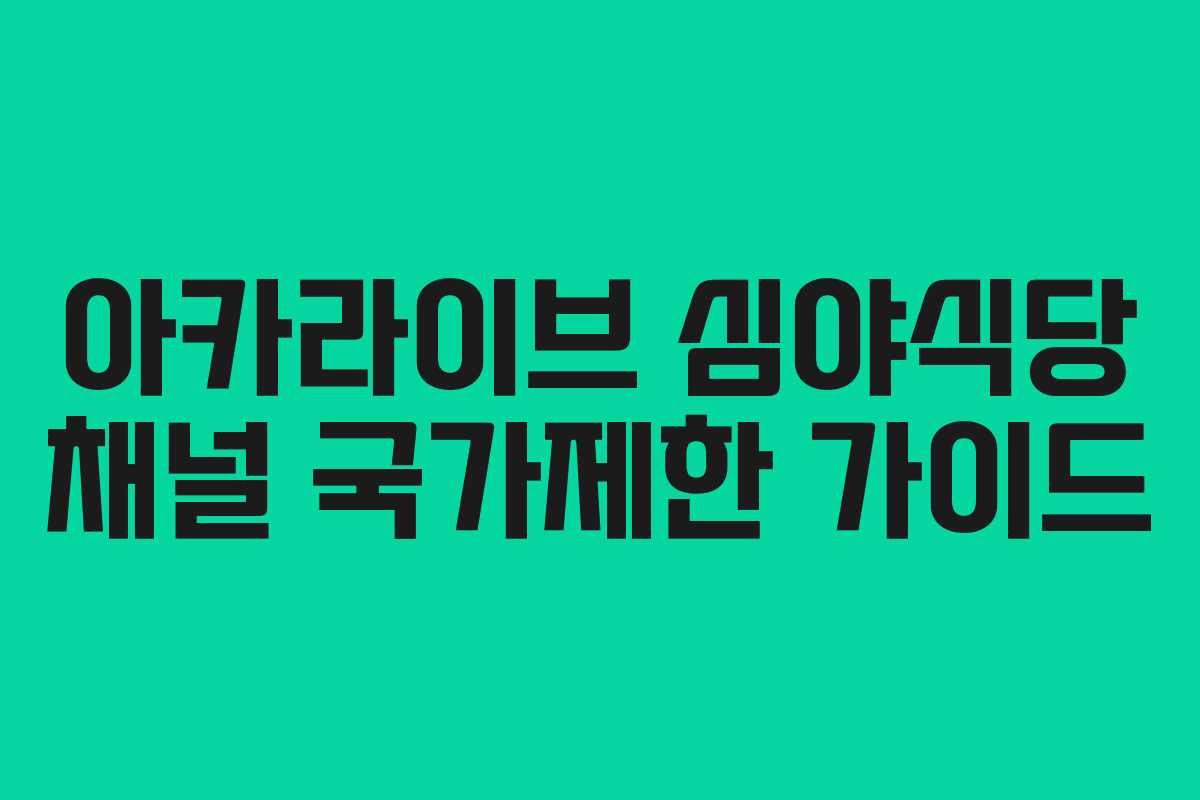 아카라이브 심야식당 채널 국가제한 가이드