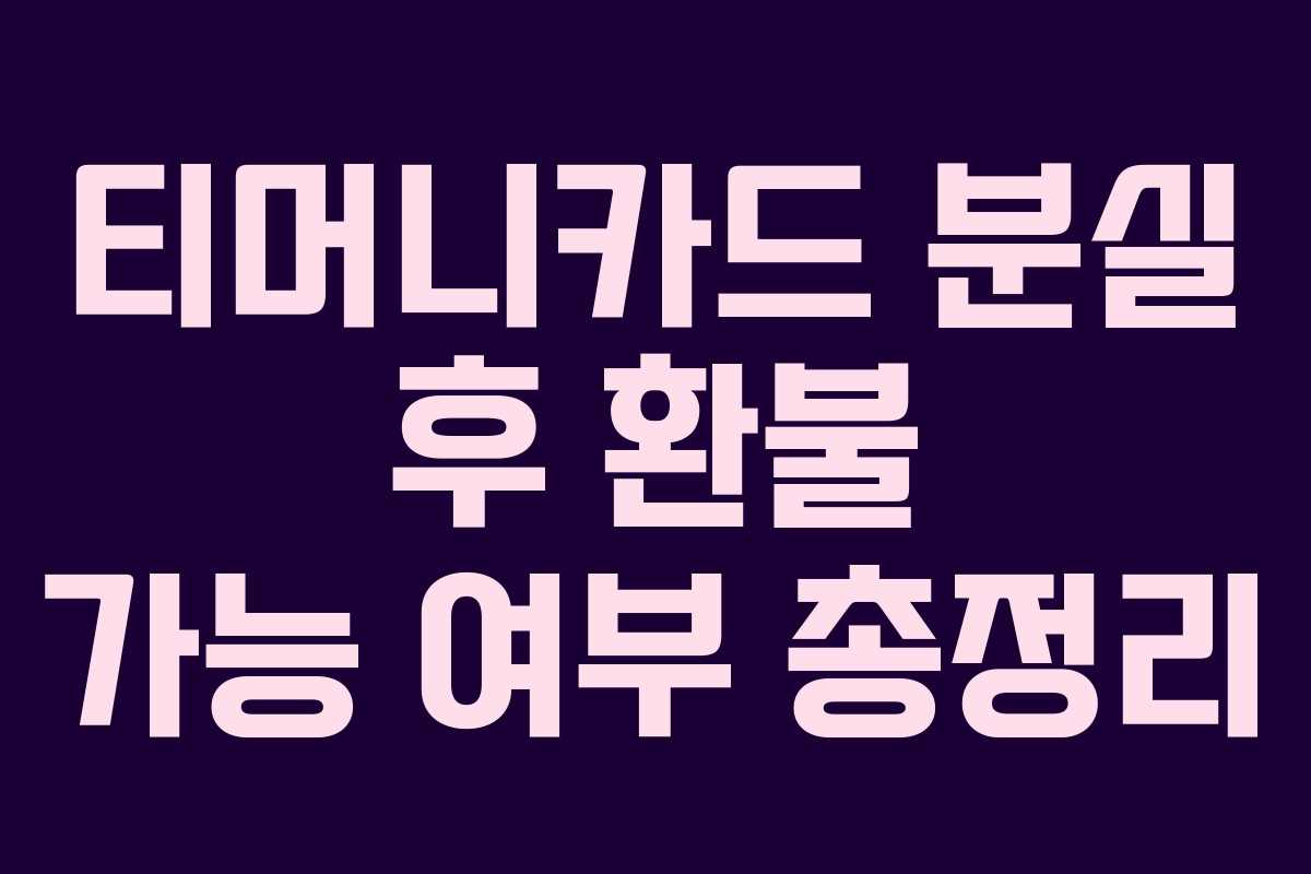 티머니카드 분실 후 환불 가능 여부 총정리