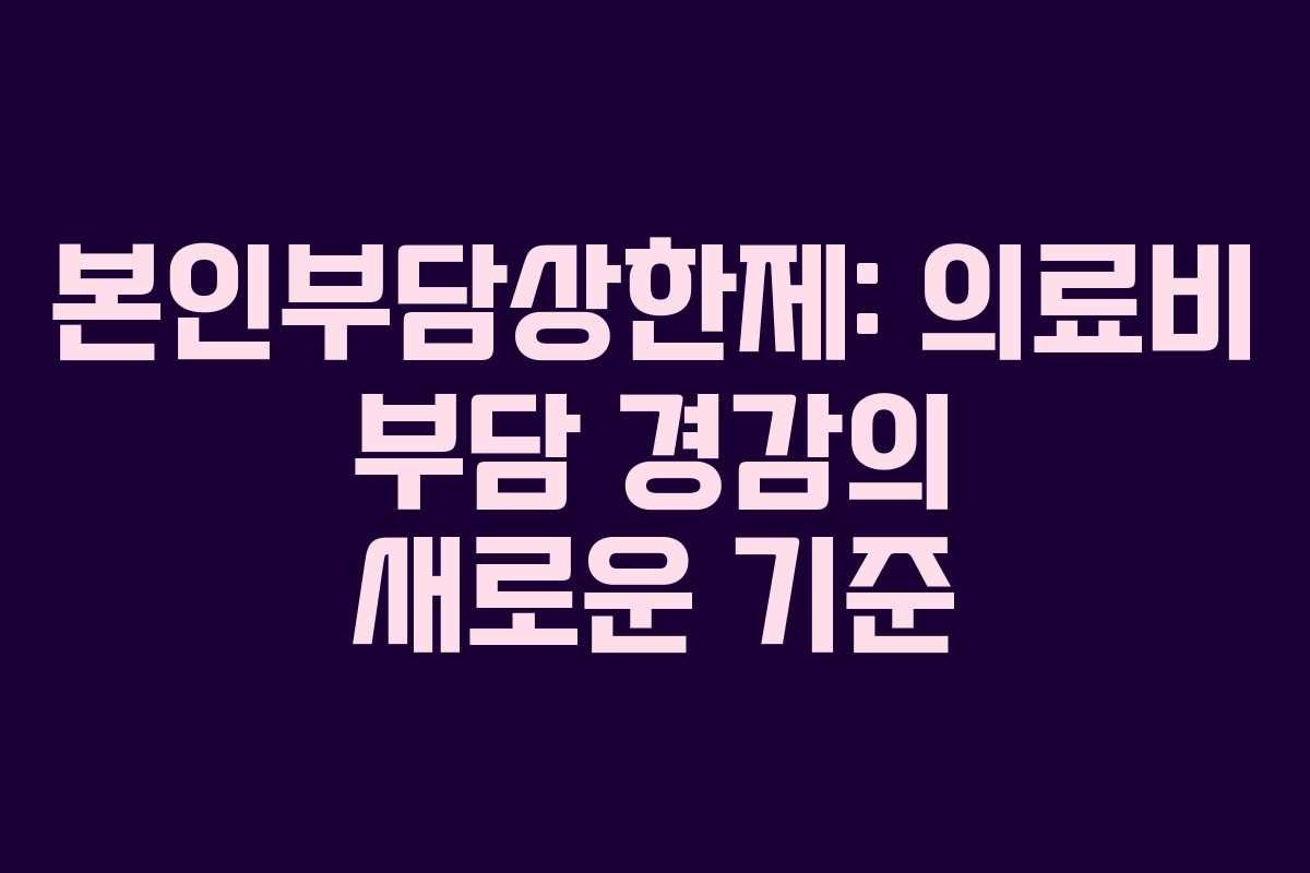 본인부담상한제: 의료비 부담 경감의 새로운 기준