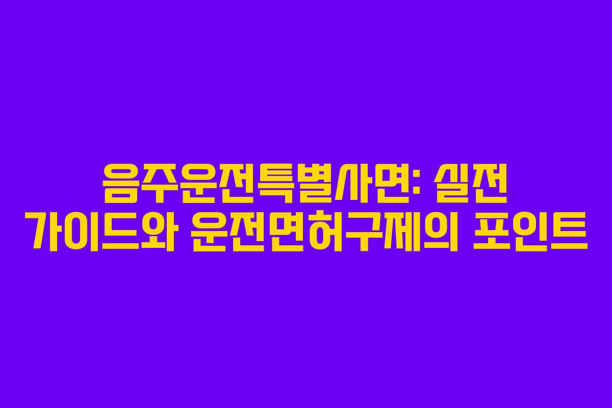 음주운전특별사면: 실전 가이드와 운전면허구제의 포인트