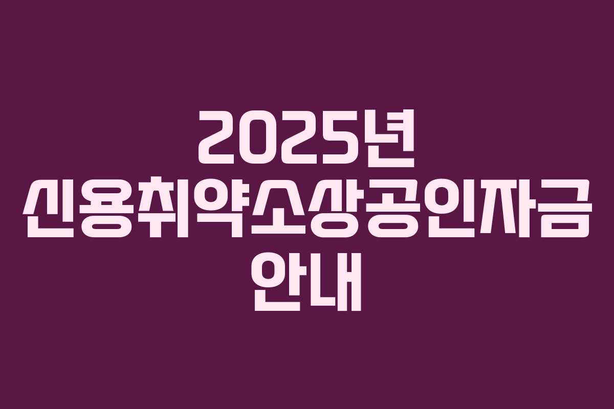 2025년 신용취약소상공인자금 안내