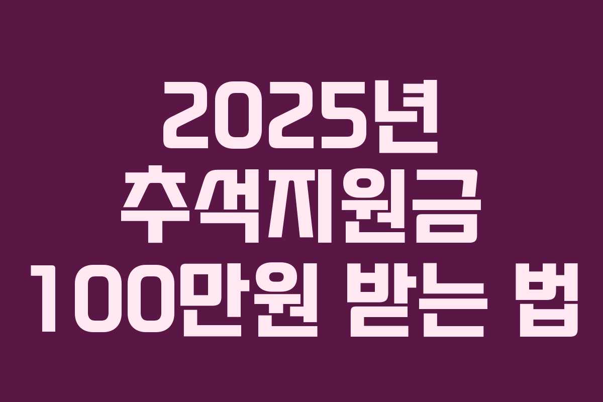 2025년 추석지원금 100만원 받는 법