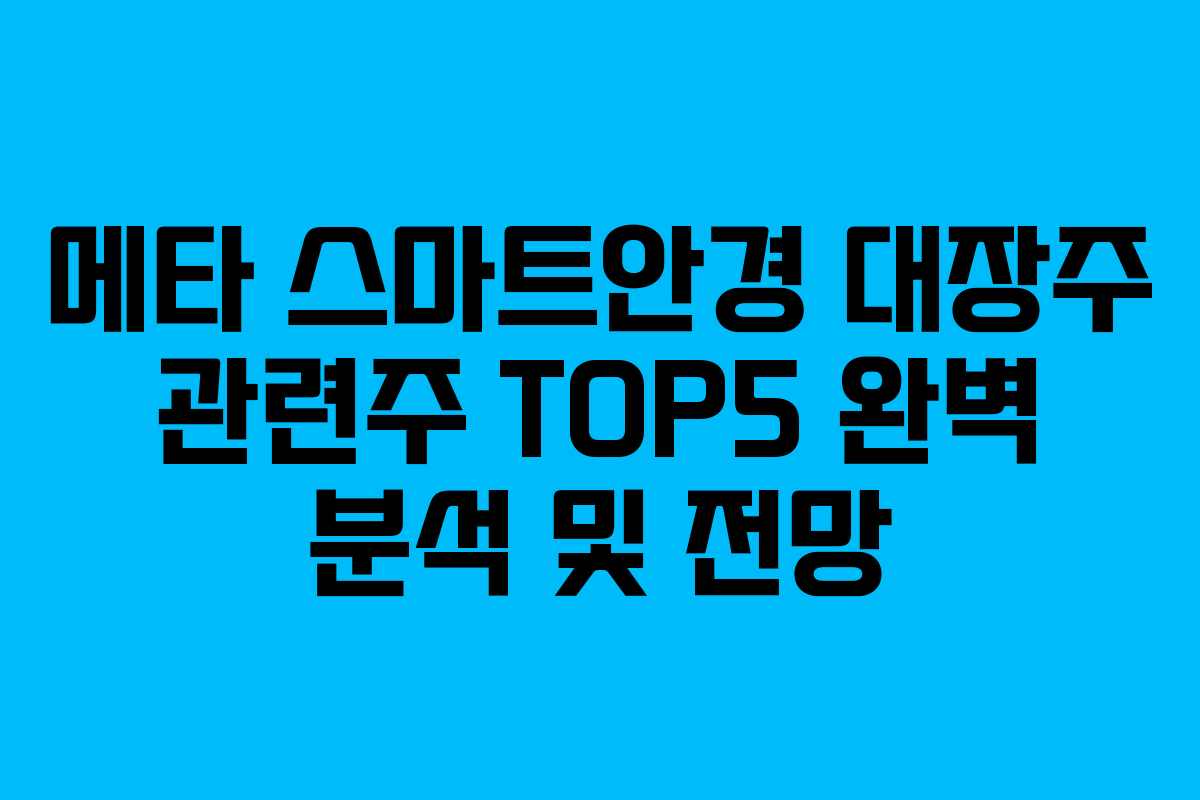 메타 스마트안경 대장주 관련주 TOP5 완벽 분석 및 전망