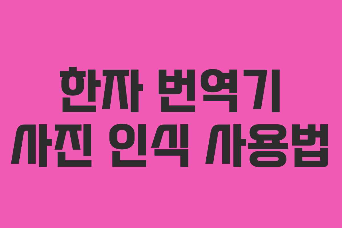 한자 번역기 사진 인식 사용법