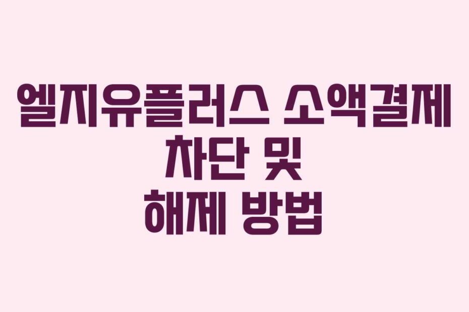 엘지유플러스 소액결제 차단 및 해제 방법
