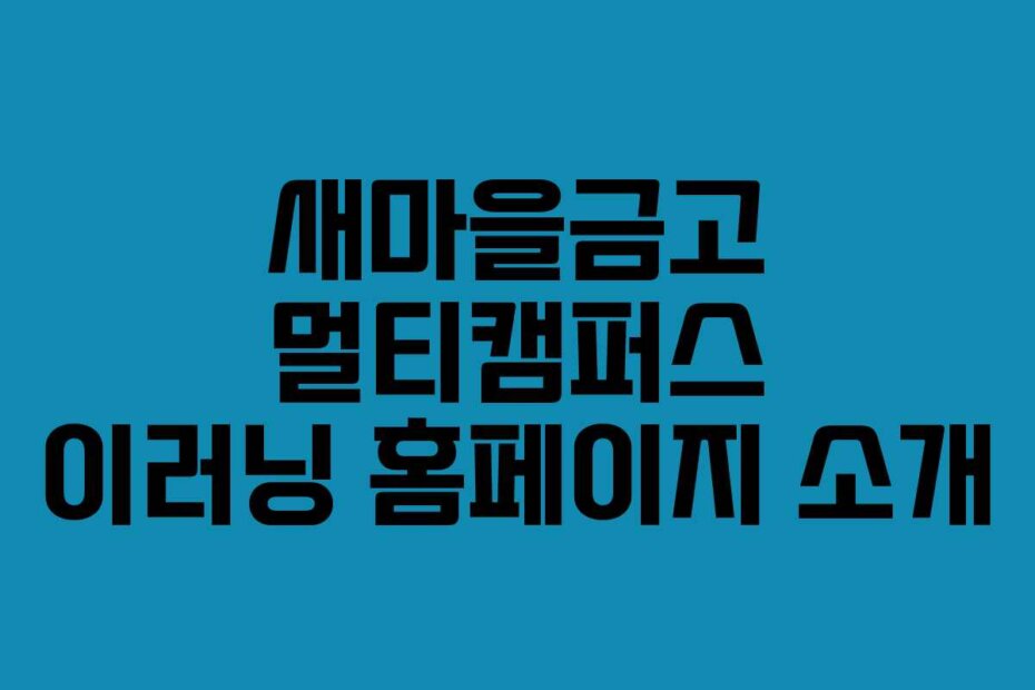 새마을금고 멀티캠퍼스 이러닝 홈페이지 소개 새마을금고 멀티캠퍼스 이러닝 홈페이지 소개