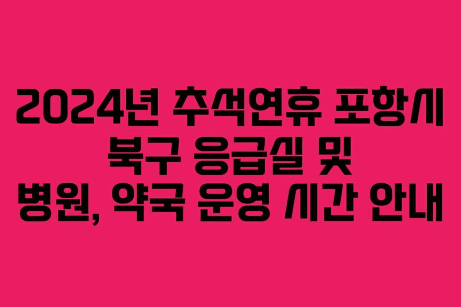 2024년 추석연휴 포항시 북구 응급실 및 병원, 약국 운영 시간 안내 2024년 추석연휴 포항시 북구 응급실 및 병원, 약국 운영 시간 안내
