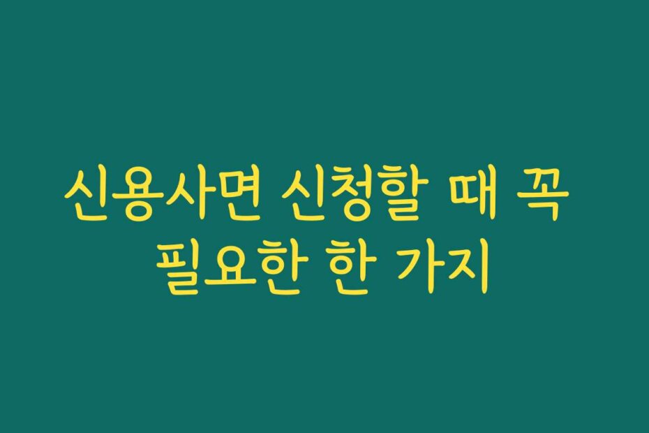 신용사면 신청할 때 꼭 필요한 한 가지