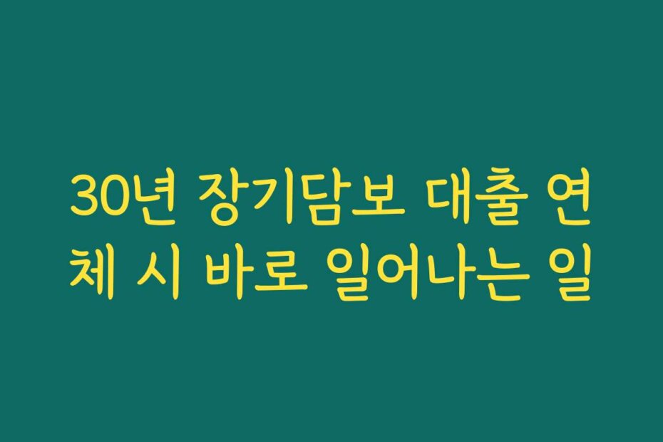 30년 장기담보 대출 연체 시 바로 일어나는 일