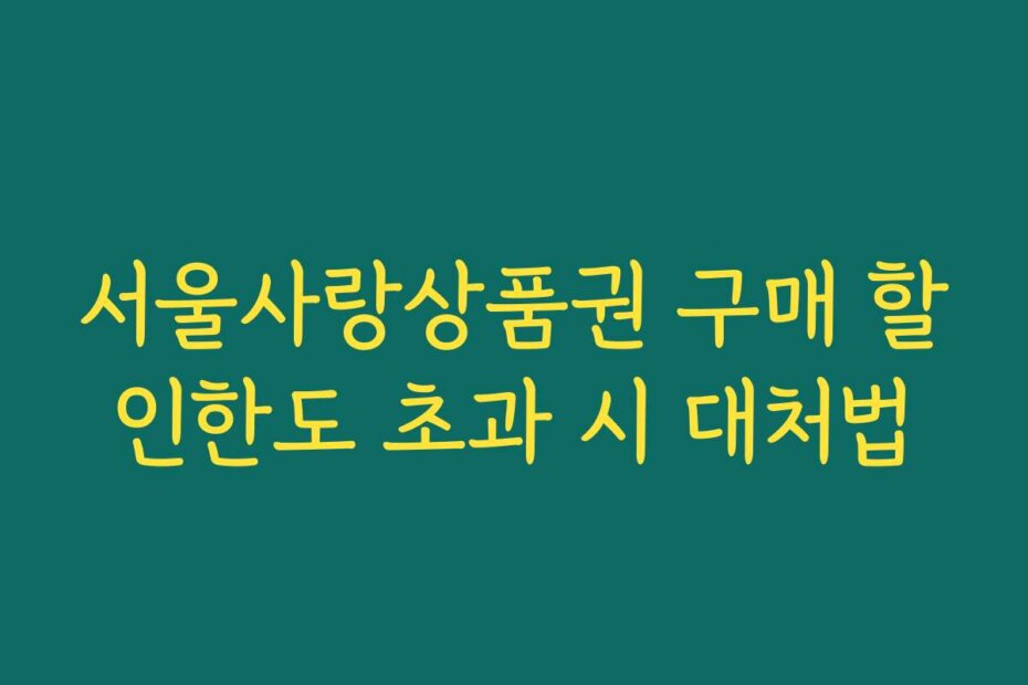 서울사랑상품권 구매 할인한도 초과 시 대처법