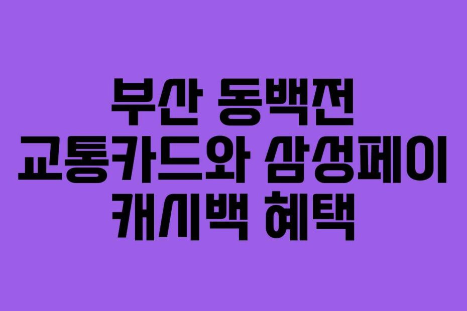 부산 동백전 교통카드와 삼성페이 캐시백 혜택