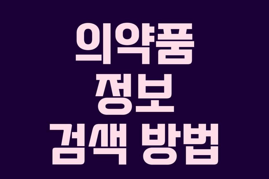 의약품 정보 검색 방법