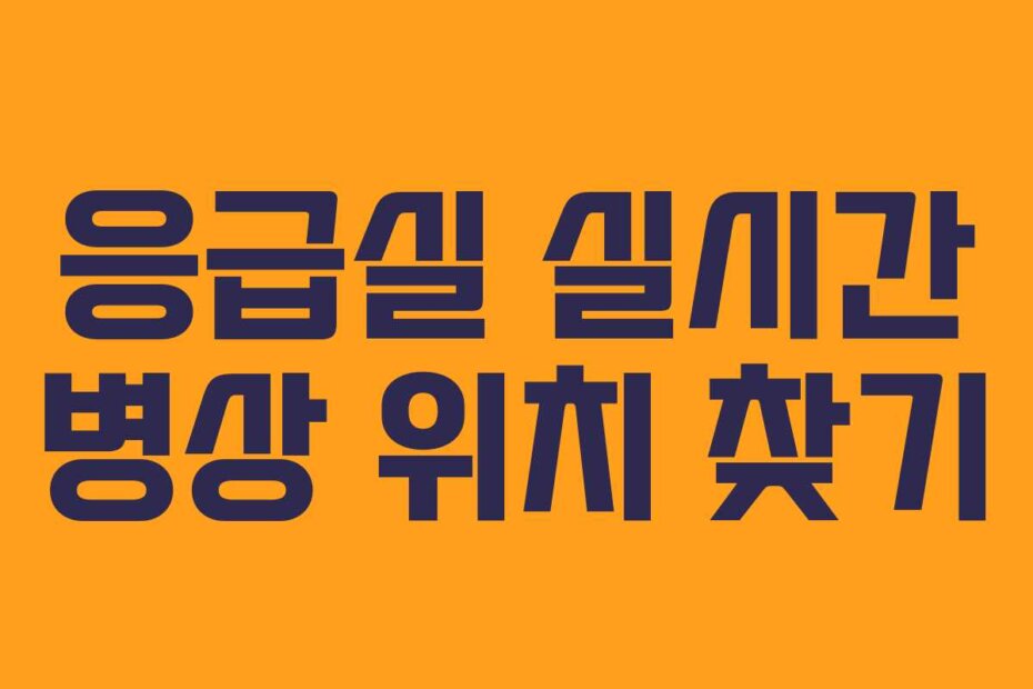 응급실 실시간 병상 위치 찾기