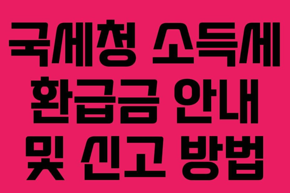 국세청 소득세 환급금 안내 및 신고 방법
