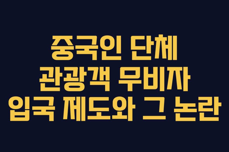 중국인 단체 관광객 무비자 입국 제도와 그 논란