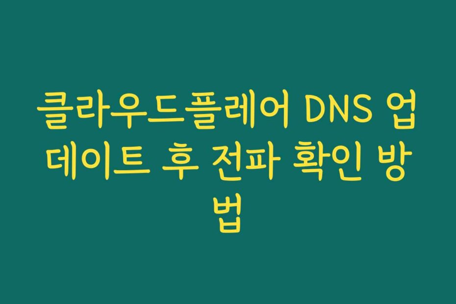 클라우드플레어 DNS 업데이트 후 전파 확인 방법