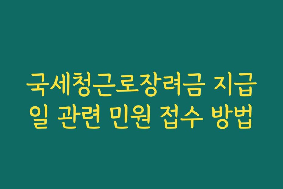 국세청근로장려금 지급일 관련 민원 접수 방법