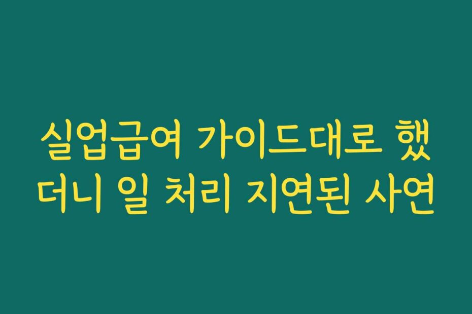 실업급여 가이드대로 했더니 일 처리 지연된 사연