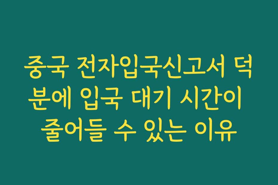 중국 전자입국신고서 덕분에 입국 대기 시간이 줄어들 수 있는 이유