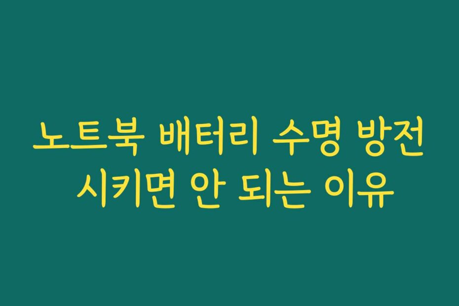 노트북 배터리 수명 방전 시키면 안 되는 이유